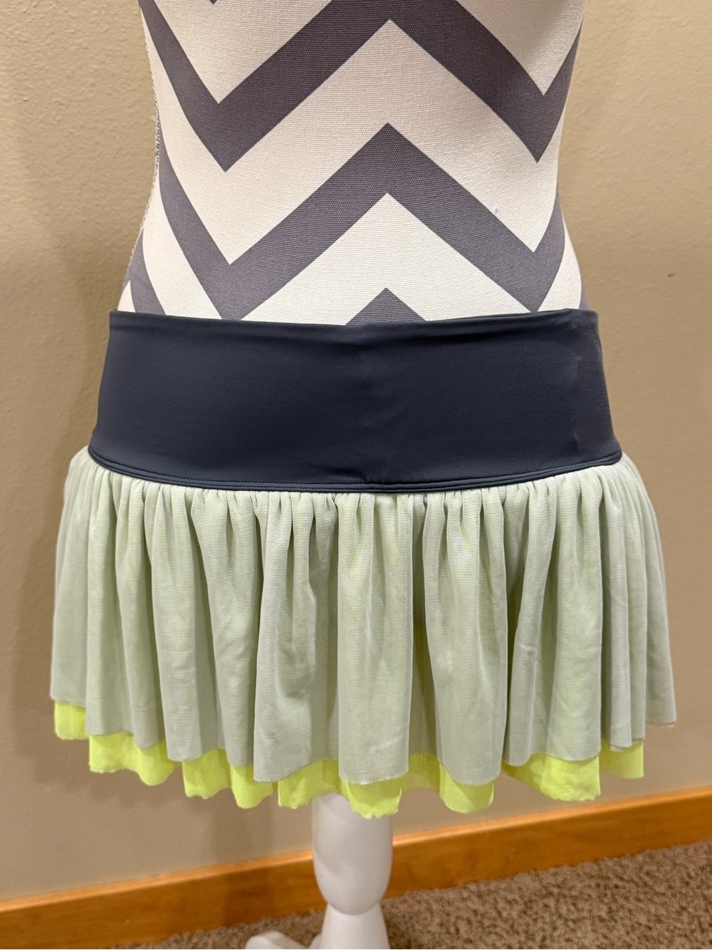 Yellow and grey athletic Mini Skirt size XL